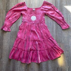 Umgee iridescent chrome pink smock dress